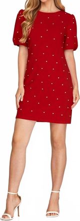She + Sky Scattered Rhinestone Trim Short Dress