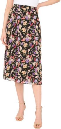 CeCe by Cynthia Steffe Sunburst Pleated Midi Skirt in Rich Black at Nordstrom, Size X-Large