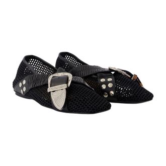 Toga Archives Womens Mesh And Leather Flat Black