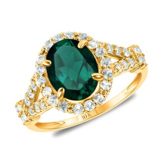 MAX + STONE Solid 10k Yellow or White Gold Oval Cut Gemstone Halo Birthstone Ring
