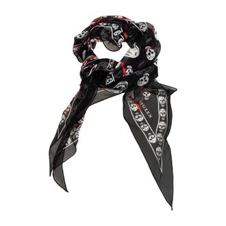 Alexander McQueen Alexander McQueen, Silky Scarves, female, Black, Size: ONE SIZE Asymmetrical Scarf