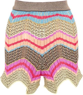 Missoni M Missoni multicolor chevron zig zag cotton crochet shorts
