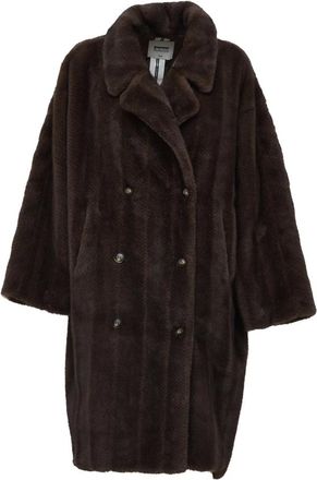 S.W.O.R.D 6.6.44 Cappotto Lungo Doppiopetto in Eco-pelliccia - - Coats - Donna - Marrone - XS