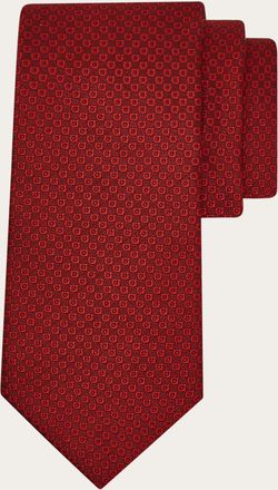Ferragamo Men Micro Gancini print silk jacquard tie Red