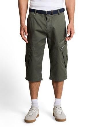Tom Tailor Cargoshorts TOM TAILOR, Herren, Gr. 29, N-Gr, khaki mini weave print, Web, Obermaterial: 98% Baumwolle, 2% Elasthan, unifarben, regular fit knielang, 