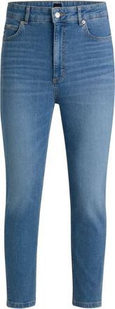 BOSS High-waisted cropped jeans in blue comfort-stretch denim