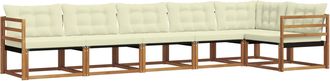 vidaXL Conjunto De Sof&aacute;s De Exterior 6 Uds. Natural Y Crema Vidaxl
