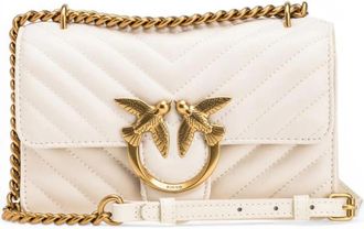 Pinko Mini Love Bag One Chevron - Dames - Schoudertassen - Wit - ONE Size - Leer - Tassen