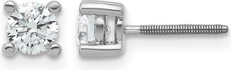 Diamond2Deal 14k White Gold 2/3 ct Round Lab Grown Diamond Stud Earrings Screw Back VS Clarity, D-E Color