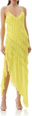 AFRM Vienna Tiered Ruffle Mesh Dress in Summer Sun at Nordstrom Rack, Size X-Large