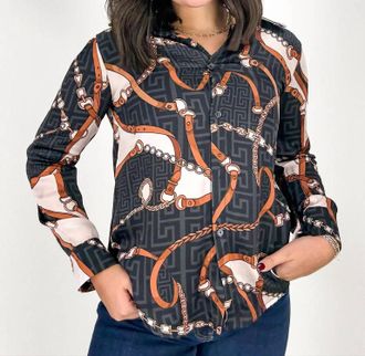 Astrid Patterned Button Down Shirt In Blue