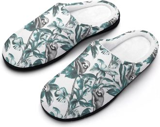 Generic Cute Sloths Mens House Slippers Memory Foam Washable Cotton Slip on Home Shoes