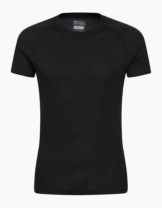 Mountain Warehouse Mens Mountain Warehouse Mens Talus Round Neck Short-Sleeved Thermal Top - Black - Size: 42