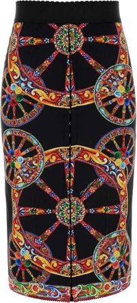 Dolce & Gabbana Printed charmeuse skirt - Dames - Midirokken - Veelkleurig - S - Rokken