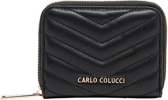 Carlo Colucci Accessoires, Dames, Zwart, ONE Size, Kleine Gewatteerde Portemonnee