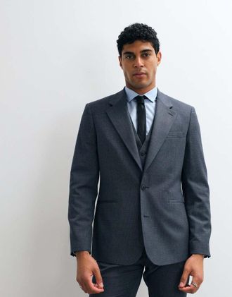 Asos gilet da abito slim in lana blu navy