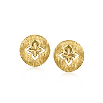 Ross-Simons Italian 10kt Yellow Gold Floral Openwork Earrings