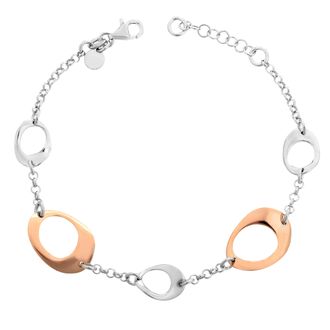 Orphelia Isotta Womens 925 Sterling Silver Bracelet - Silver/Rose ZA-7192 - Silver & Rose Gold - One Size
