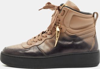 Roberto Cavalli Black/beige Leather High Top Sneakers