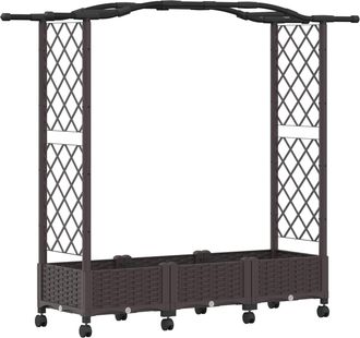 vidaXL Cama Elevada Con Enrejado Y Ruedas Marr&oacute;n 169 X 40 X 129 Cm Pp Vidaxl