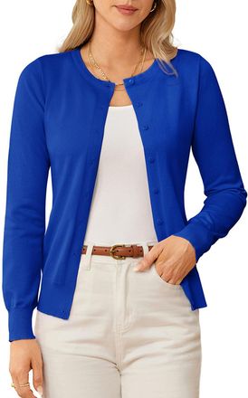 Grace Karin Womens Classic Long Sleeve Knit Cardigan Sweaters Casual Open Front Button Down Cardigans S-3XL, Royal Blue, M
