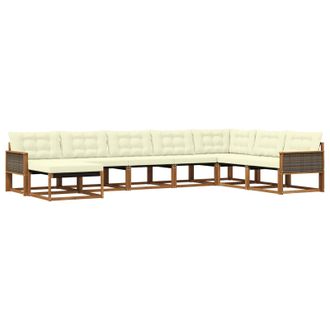 vidaXL Conjunto De Sof&aacute;s De Exterior Con Coj&iacute;n 8 Pcs Natural Y Crema Vidaxl