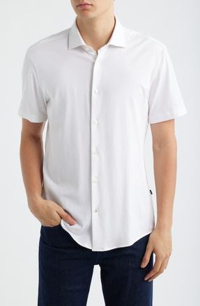 BOSS Roan Stretch Cotton Button-Up Shirt in White at Nordstrom, Size Xx-Large