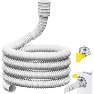 OEM Tubo Di Scarico Flessibile Per Condizionatore E Deumidificatore - 2 M Con Adattatore In Gomma Ritagliabile E Fascetta, Bianco - Crezuo