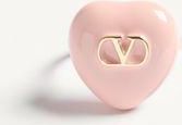 Valentino Garavani Coeur Royal Ring In Metal And Enamel Woman GOLD/PINK 11