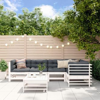 vidaXL Vidaxl - Juego De Muebles De Jard&iacute;n 6 Piezas Madera Maciza Pino Blanco