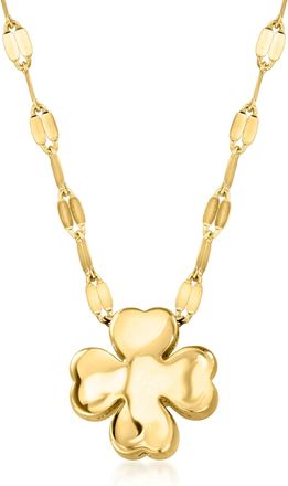 Ross-Simons Italian 10kt Yellow Gold Puffed Clover Necklace