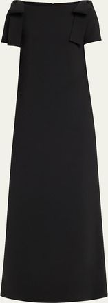 Carolina Herrera Shoulder Bow Crepe Column Gown