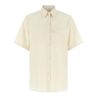 Ferragamo Asymmetric Hem Short-Sleeve Shirt - female - Ferragamo - Shirts - Beige - 2XS - Blouses & Shirts