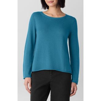 Eileen Fisher Bateau Neck Cotton Blend Sweater in Dragonfly at Nordstrom Rack, Size Small P