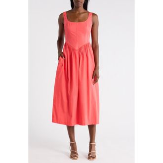 Ellen Tracy Bustier Poplin Dress in Coral at Nordstrom Rack, Size X-Small