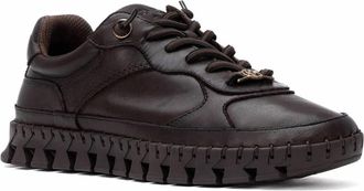 Carmela Womens Leather Lace-Up Sneakers In Brown