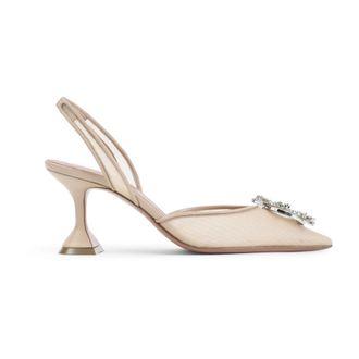 Amina Muaddi Pumps, female, Beige, Size: 7 1/2 US Begum 70 Mesh Slingback Pumps