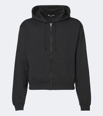 Auralee Cotton, wool, and silk zip-up hoodie