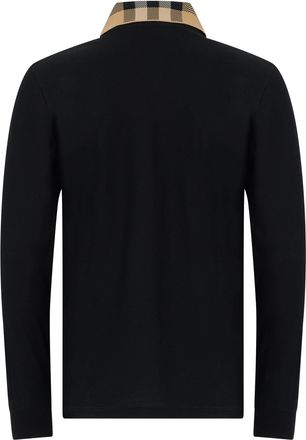 Burberry Mens Long-Sleeve Cotton Polo Shirt Black T-shirts And Polos