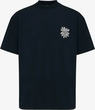 Genti Floral Embroidery T-shirt | Zwart