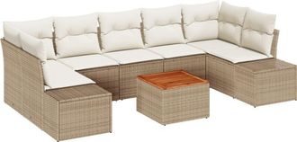 vidaXL Vidaxl - Garden Sofa Set with Cushion 8 pcs Beige Poly rattan