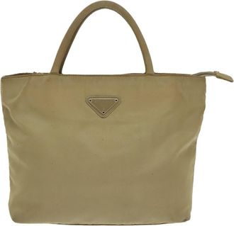 Prada Tessuto Beige Synthetic Tote Bag (Pre-Owned)