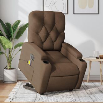vidaXL Vidaxl - Sill&oacute;n De Masaje El&eacute;ctrico Reclinable Elevable Tela Marr&oacute;n