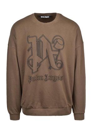 Palm Angels Oversized Crew Neck Sweatshirt - Khaki