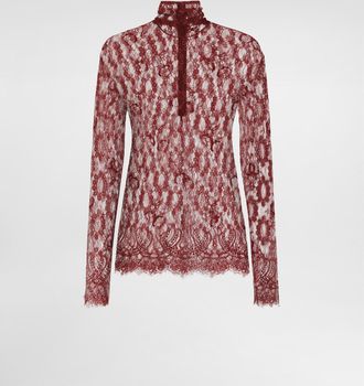 Dolce & Gabbana Chantilly Lace Top - Woman Shirts And Tops Burgundy 36
