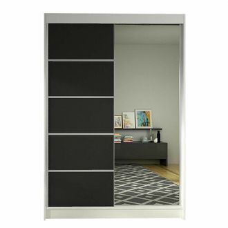 Mirjan24 Mobilier1 - Armario Closico 149, Blanco + Negro, 200x120x58cm, Puertas De Armario: Correderas, N&uacute;mero De Estantes: 0