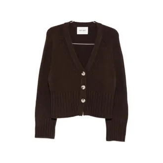 Soft Goat Ribbed-knit V-neck Cardigan