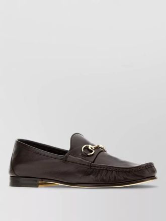 Gucci lugano leather loafers metallic buckle round toe