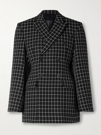 Wardrobe.NYC Blazer Doppiopetto In Twill Di Lana A Quadri - Nero