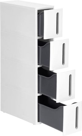 Songmics Carro de 4 niveles de 45 x 17 x 84 cm de color blanco y gris